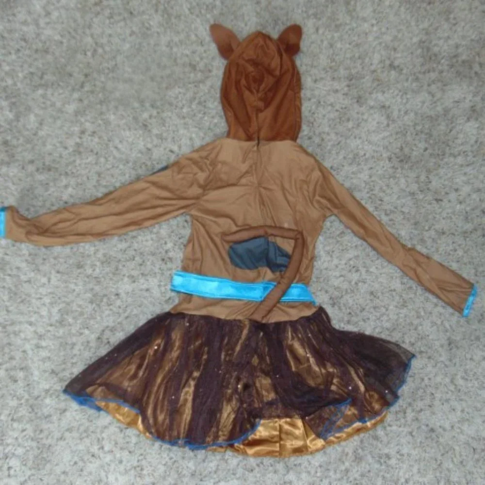 Scooby Doo Dog Halloween Costume 8/10 Brown Tutu Tulle Hooded Dress Girls